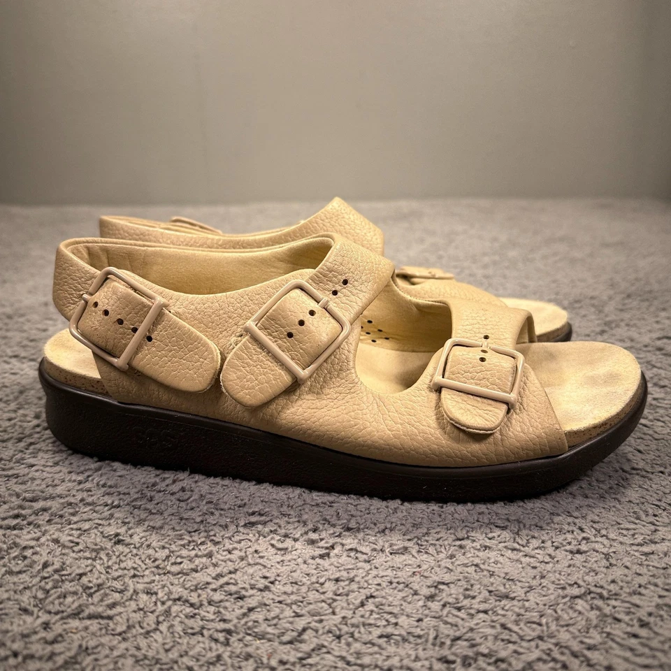 SAS Relaxed Sandals Womens Size 9 N Beige Tan Leather Comfort Buckle Adjustable - Image 2 of 4