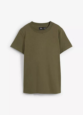 Neu Shirt aus Bio-Baumwolle Gr. 36/38 Dunkeloliv Damen-Kurzarmshirt Basicshirt