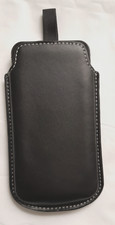 Leather slip case/pouch for smaller phones- iphone 4 fits. Black,PRO/TEC New (D1