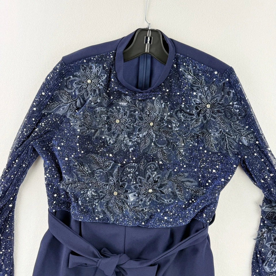 Mono NADINE MERABI Azul Cuentas Talla 12 Mujer Manga Larga Foto 3 de 4