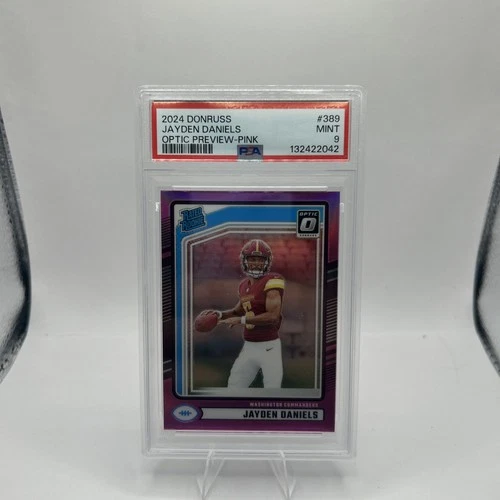 2024 Panini Donruss Optic Jayden Daniels Rated Rookie Pink Preview Psa 9