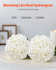65 Pcs Artificial Silk Hydrangea Flowers 9.8 In Bouquet Arrangement White