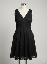 Free People Black Lace V-Neck Fit & Flare Sleeveless Dress Zip Closure XS
