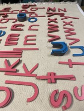 Montessori Moveable Alphabet 4.25" wooden letters largest size red/blue