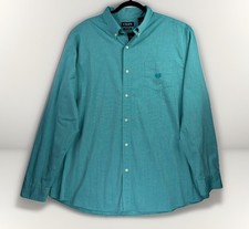 Chaps Long Sleeve Men's Shirt Size 2XL Button Up Easy Care Stretch Checked Logo