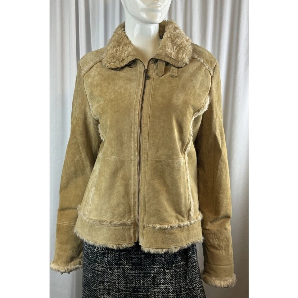 Chaqueta de cuero Wilson Máxima vintage con ribete de piel sintética forrada Moto Bomber Y2K 62-41 Foto 3 de 4
