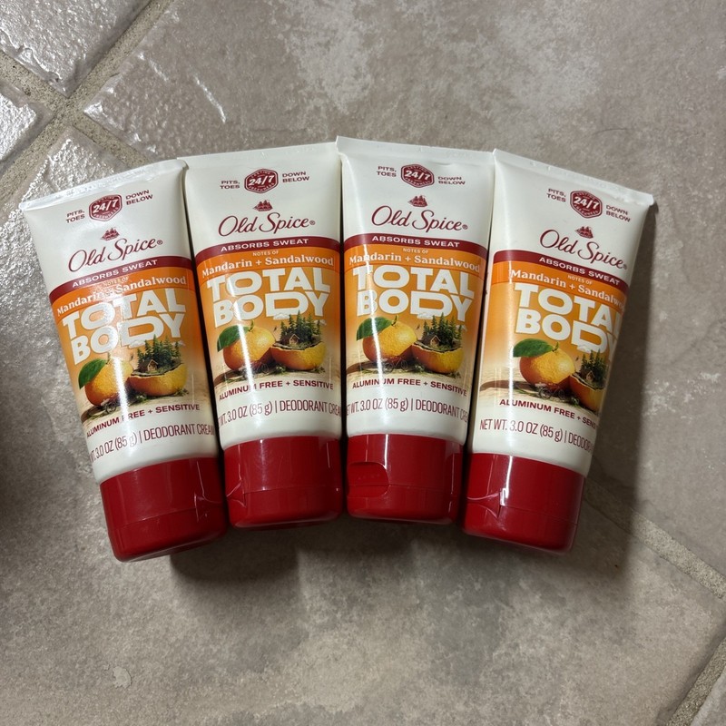 4 Old Spice GentleMan's Total Body Deodorant Lotion Mandarin & Sandalwood - 3 oz