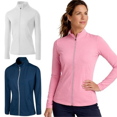 Damen Reißverschluss Jacke Top Layer Island Grün Stretch Schnelltrocknend Essential Pullover
