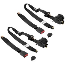 2x Cinturones de Seguridad Retráctiles de 3 Puntos para Coches Vehículos Kit de Cinturones de Seguridad Ajustables