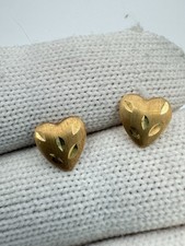 Art Nouveau 14k Gold Small Heart Stud Earrings Post