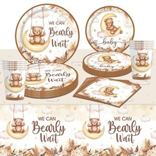 Teddy Bear Baby Shower Decorations - 97 Pcs We Can Bearly Wait Tablecloth Bab...
