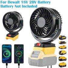 Cordless Fan for DeWalt 18V 20V Battery Portable 360° Roating Fan w/ 2 USB Charg