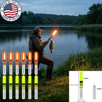 Night Fishing Glow Sticks 6Pc LED Luminous Light Up Bobber Float Rod Tip Outdoor