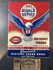 1940 Detroit Tigers v. Cincinnati Reds World Series program and Game 2 Ticket