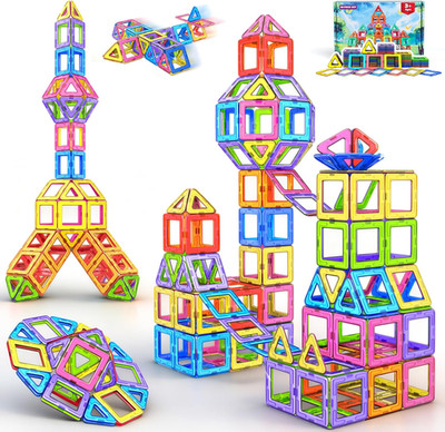 COOLJOY Magnetische Bausteine, Magnetspiel STEM Magnetbausteine, Montessori Spie