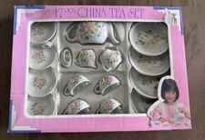Vintage 1990s Kids Porcelain China Tea Set 17 Piece - NEW