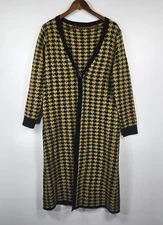 Baciano by Bacci Women's Size Large Black Yellow Duster Cardigan Sweater