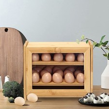 Egg Holder Cupboard Cabinet Kitchen Storage Wooden Egg Rack 3 Tier 25 Eggs Box