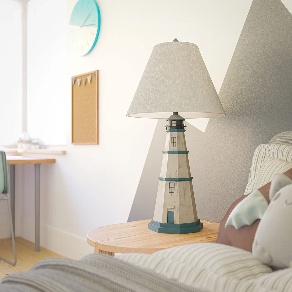 20140AW Nantucket настольная лампа со старинной белой отделкой, повседневный стиль, 31" Hei... - Изображение 3 из 4