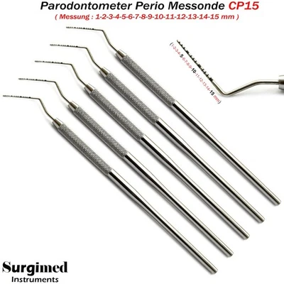 5er Zahnarzt Diagnostisch Instrumente Zahntiefen Sonden Zahnsonde Parodontal - Bild 1 von 4