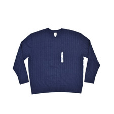 NEW GAP Men's Navy Blue Cable Knit Crew Neck Sweater Size XXL NWT