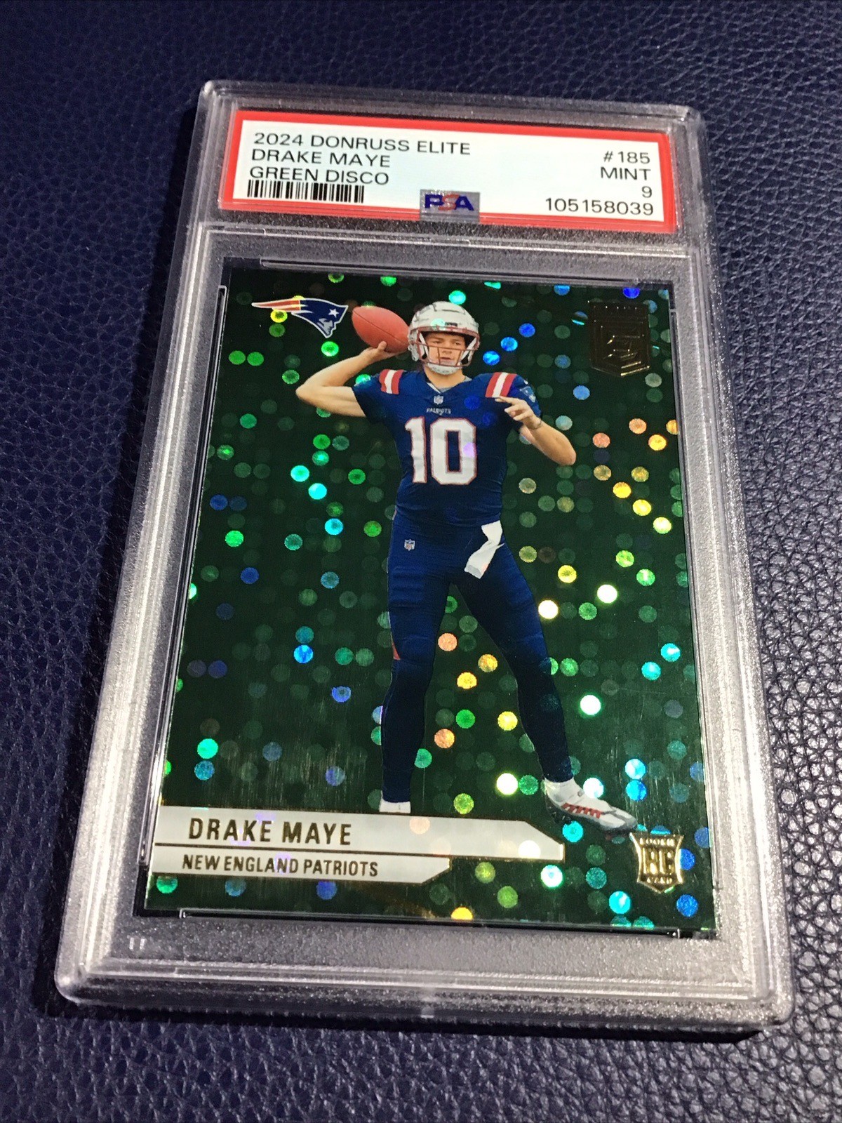 DRAKE MAYE 2024 Panini Donruss Elite - Rookies #185 Green Disco RC PSA 9 MINT