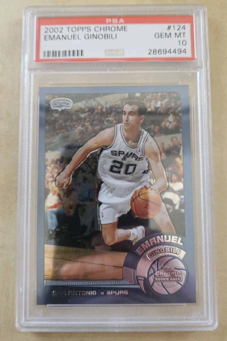 2002 TOPPS CHROME ARGENTINIAN #124 EMANUEL GINOBILI ROOKIE RC PSA 10