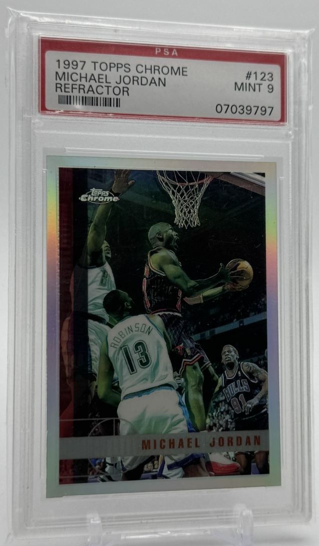1997-98 Topps Chrome Refractor Michael Jordan PSA 9 Chicago Bulls #123