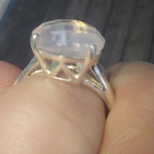 925 SS    FACETED QUARTZ    Solitaire Engagement Ring Sz 6 GUC 2.06g Unique 