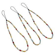 3pcs Beaded Phone Charm Lanyards Cute Cellphone Chain String Wrist Strap