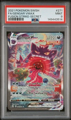 Gengar VMAX Fusion Strike Alternate Art Secret Rare Full Alt Art #271 PSA 9 Mint