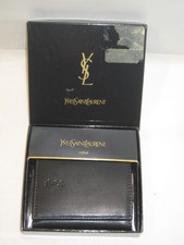 Vintage Yves Saint Laurent - Mens Black Leather Trifold Wallet