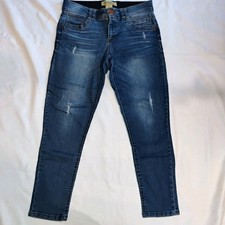 Democracy AB Solution Jeans Women's 6 Distressed Denim Ankle Slim Straight Blue