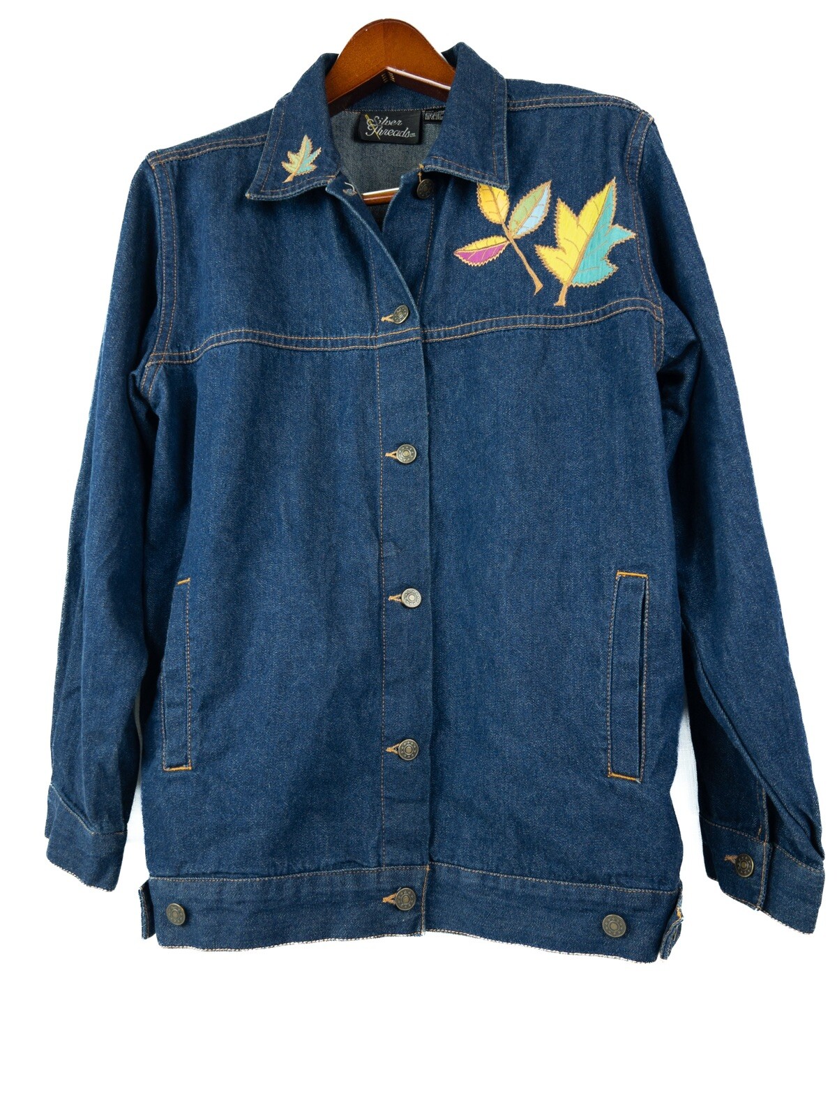 Silver Threads light jacket Embroidered Denim fal… - image 1