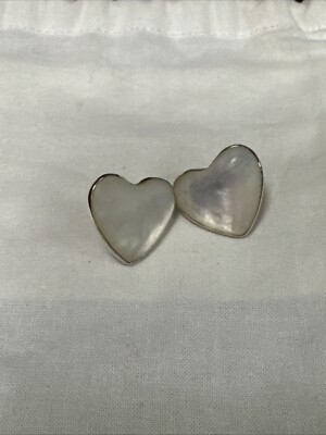 Annika Inez Womens Sterling Silver Mother of Pearl Heart Stud Earrings 12.9g