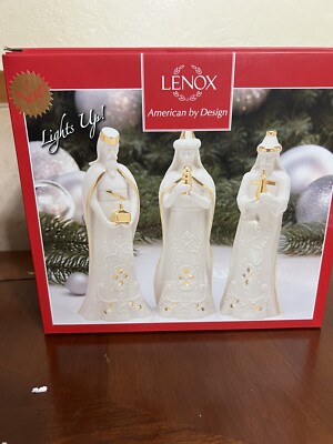 LENOX ''THREE KINGS'' NATIVITY - 3 PIECE SET - LIGHTS UP!