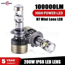 H7 200w Mini Bi Led Projector Lens Headlight Kit 100000lm 6000k 2pcs