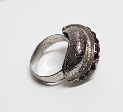 Bague Pierre De Lune Bague En Argent 925 Et Cristal De Roche - Taille 50 - Occasion En Bel état Bague Transparente Incolore