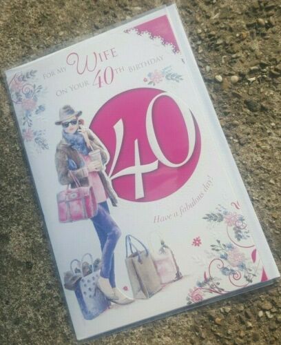 For My Wife on your 40th Birthday Card 23cm x 15cm - Picture 1 of 2
