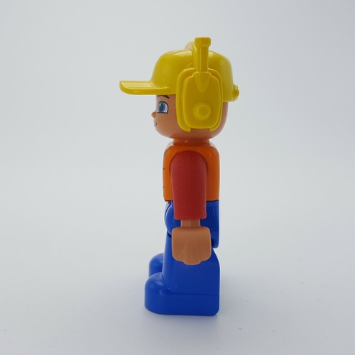 Duplo Figure Lego Male Orange Vest Yellow Cap Headset Construction Minifigure - Picture 6 of 9