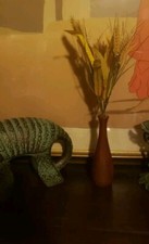 Stunning Mid Century Modern Hand Turned Wood California Redwood Bud Vase 9"