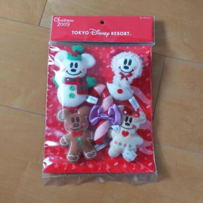 Tokyo Disney Resort Gingerbread Snowman Christmas Ornament Set 5 Plush Toy 2009
