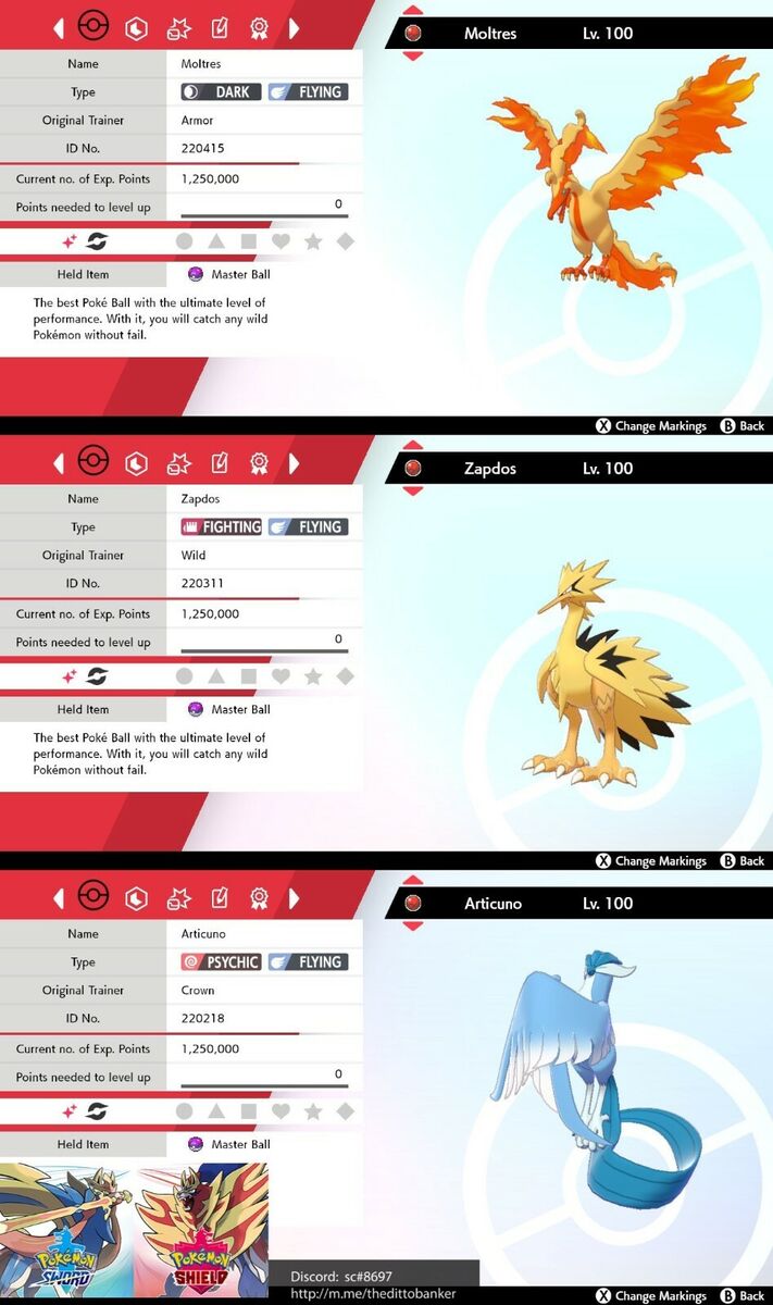 ✨Moltres - Articuno - Zapdos | ✨Shiny Galarian Birds | Pokemon Sword &  Shield