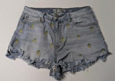 Rewash Shorts Women's 26 Blue Denim Pineapple Pattern Cut Off