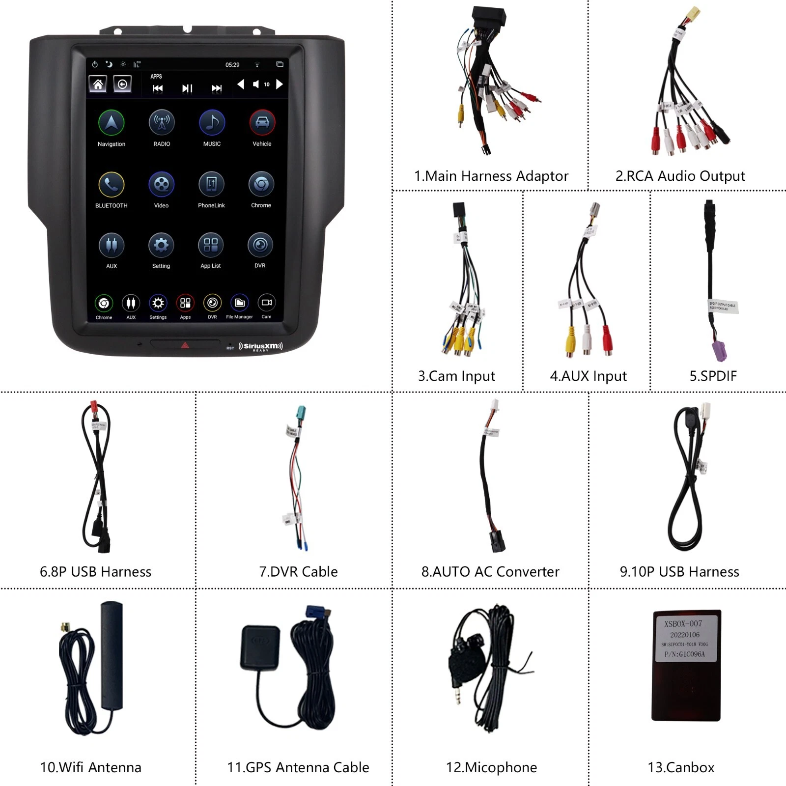 Car Radio SiriusXM Stereo For 2013-2018 Dodge RAM 1500 2500 3500 Android CarPlay - Picture 5 of 11