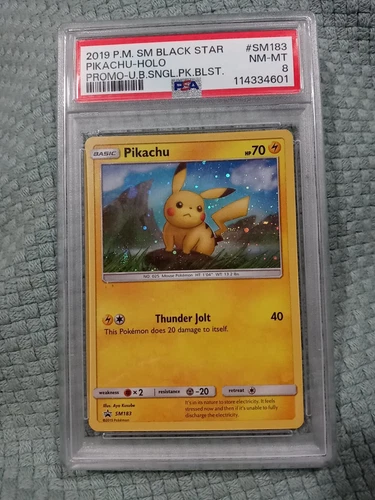2019 POKEMON SUN & MOON PIKACHU HIDDEN FATES PSA 8 Near Mint Black Star Holo