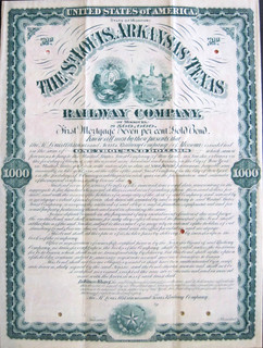 St Louis Arkansas & Texas RR $1000 Bond Specimen 1880
