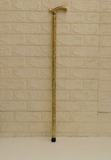 Handmade 36" Walking Stick, Ebony Wood Walking Cane Covered with Gold Brass