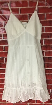 QED LONDON WOMEN'S CAMI STRAP BRODERIE ANGLAIS MINI DRESS, WHITE, SIZE 8, NWT!!