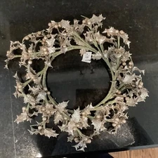 West Elm Glitter Holly 15 Inch Artificial Wreath NWT